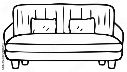 Comfortable Sofa with Cushions - Doodle Style Furniture for Home Interior