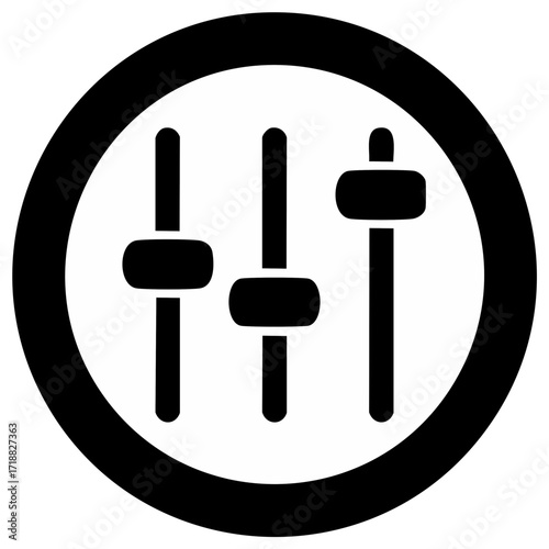Control Panel Graphic Icon - Audio Adjustments, Setting Levels, Mixer Circle Symbol