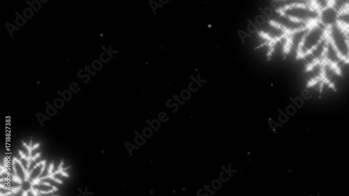 Christmas seasonal winter xmas snow and flakes animation particle overlay in black background 4k video