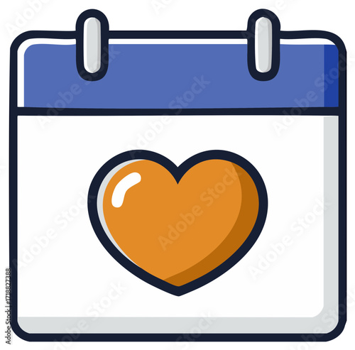 Calendar Page with Orange Heart Icon Marking a Special Date