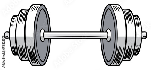 Cartoon illustration of a barbell weightlifting equipment for fitness.