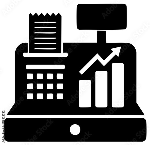 Point of Sale System Icon with Rising Sales and Profit Graph
