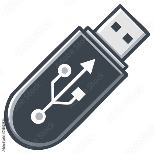 Stylized icon of a portable USB flash drive for digital data transfer and computer storage