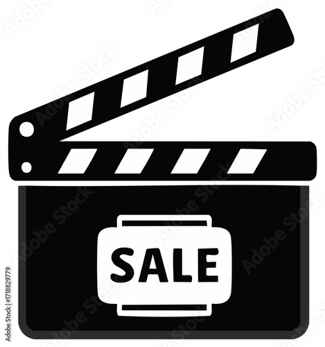 Promotional Announcement with a Movie Slate Symbolizing a Sale Event for Consumers