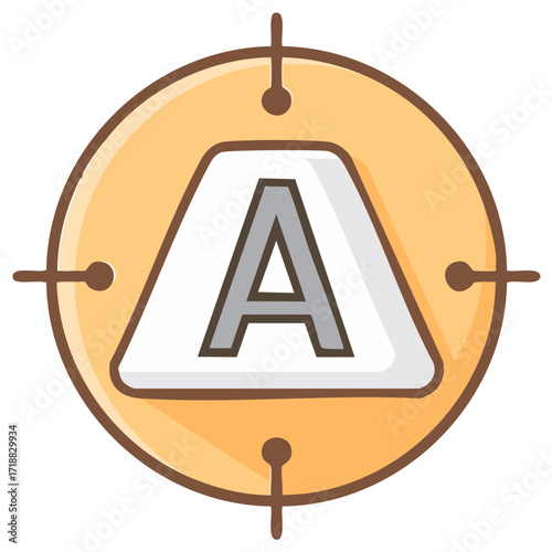 Target symbol with letter A in the center and crosshairs for precision targeting and focus