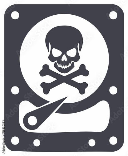 Hard Drive Data Loss Skull Symbol Error Message Alert System Failure