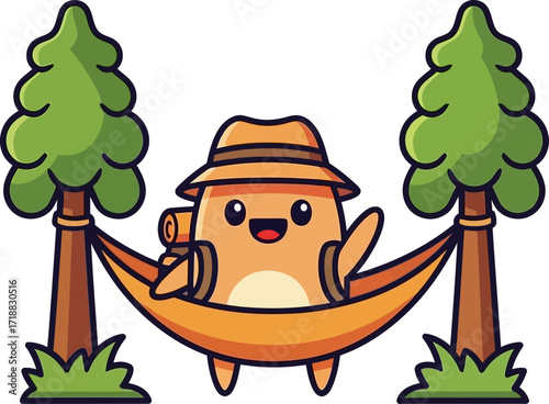 happy campers hammock holiday a relaxing adventure, isolated on transparent background