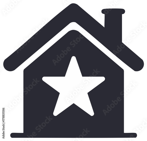 House icon featuring a star symbol representing real estate, housing or home service excellence