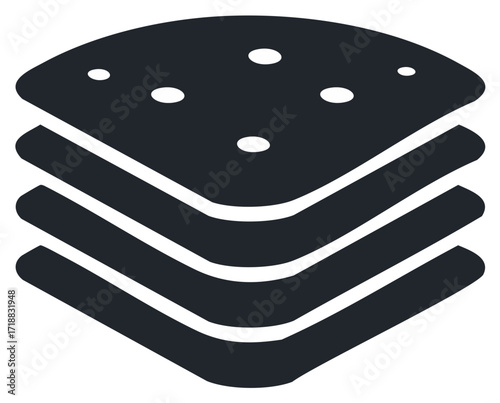 Layered stack vector icon for data, files, or application interface
