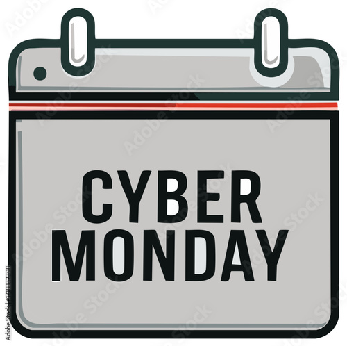 Calendar icon showing Cyber Monday sales event date for online shopping and deals promotion