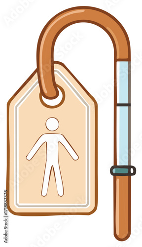 Vector Icon Representing Restroom Sign Hanging from a Curved Handle