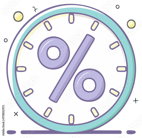 Time for Discounts Illustration with Percentage Symbol Inside Clock Design