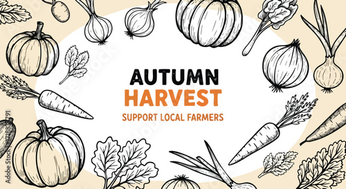 Celebrate autumn harvest with fresh local produce pumpkins carrots and onions perfect for seasonal recipes and promoting local farmers markets