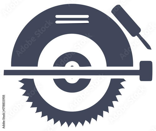 Circular saw tool illustration in a flat design style for carpentry and construction.