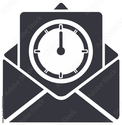 Open Envelope with Clock Face Symbol
