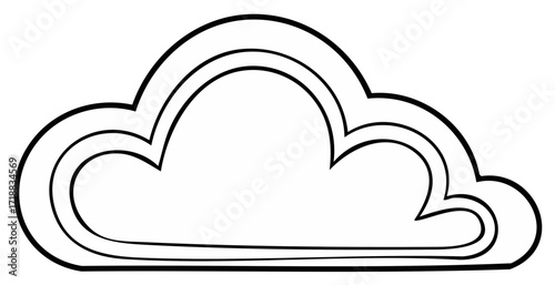 Stylized cloud outline simple drawing illustration