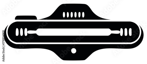 Handheld UV sterilizer lamp black and white vector icon