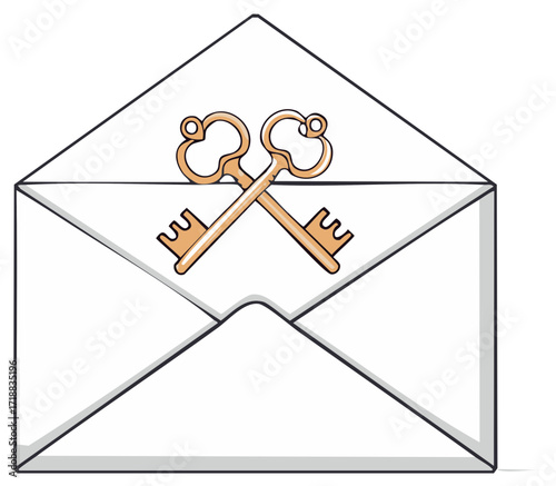 Email with Crossed Keys Illustration for Access or Security Concept