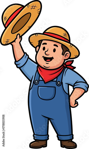 jolly farmers joyful harvest celebration a cheerful cartoon illustration, isolated on transparent background