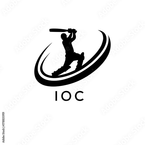 IOC Cricket Company logo. IOC Silhouette Logo design for entrepreneur and business. IOC Athletic Branding best icon.
