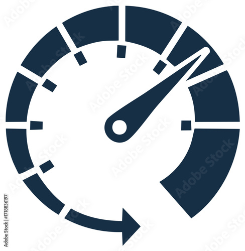 Performance Gauge with Arrow Feedback.  High Speed, Productivity, and Progress Illustration