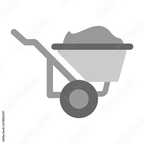 Wheel Barrow Vector Flat Icon Design
