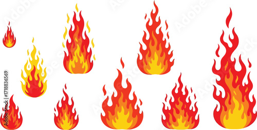 Isolated cartoon flames vector illustration fire graphic