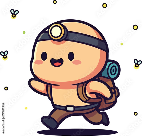 little adventurers firefly night hike a joyful journey, isolated on transparent background