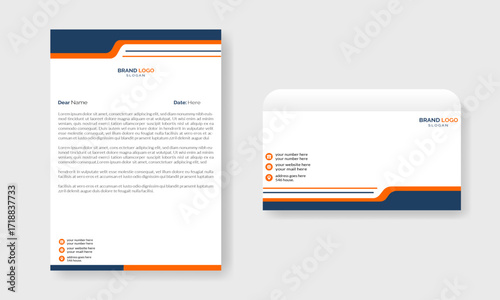 Corporate colorful unique minimal clean stylish letterhead and envelope design