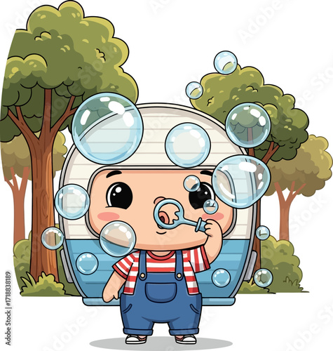 little campers bubble bonanza a summertime cartoon adventure, isolated on transparent background