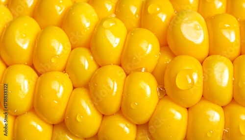 Close-up of wet corn kernels