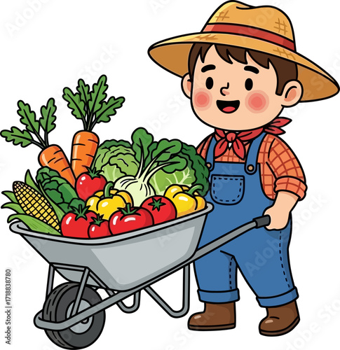 little farmers bountiful harvest a joyful wheelbarrow of veggie goodness, isolated on transparent background