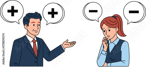 Pros and cons illustration business decision making concept