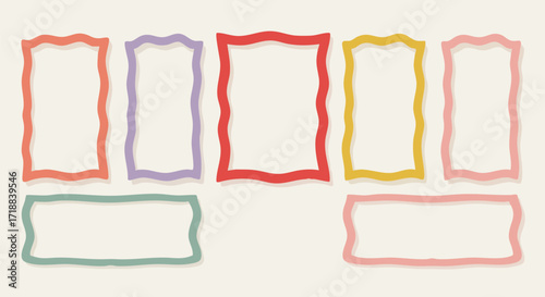 Bright playful borders in cheerful pastel colors create a whimsical scrapbook or collage layout for memories and designs