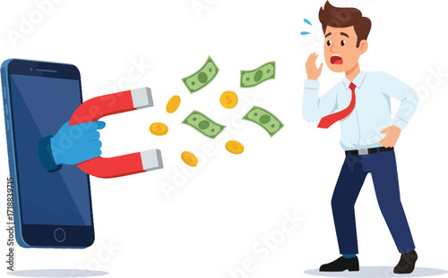 Attracting money online mobile business income growth concept