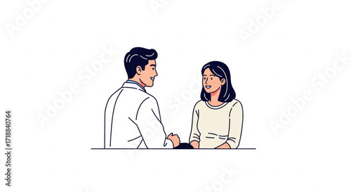 A doctor and a patient in conversation, likely during a medical consultation.