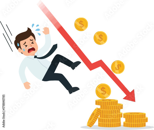 Stock market crash financial loss business failure concept