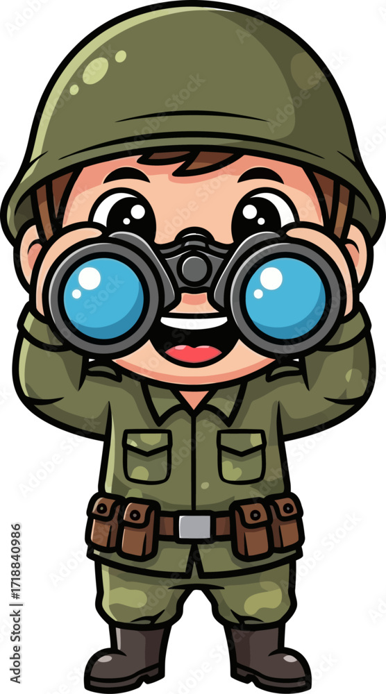 Fototapeta premium little soldiers big adventure a scouting mission, isolated on transparent background