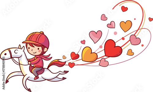 little riders heartfelt gallop a whimsical valentines adventure, isolated on transparent background
