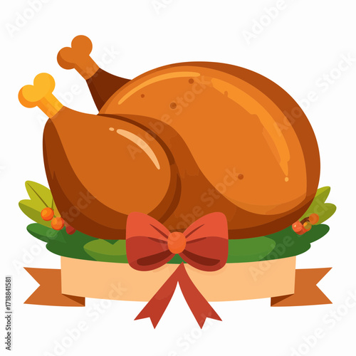 Delicious Roasted Turkey with Festive Decorations for a Traditional Thanksgiving Feast