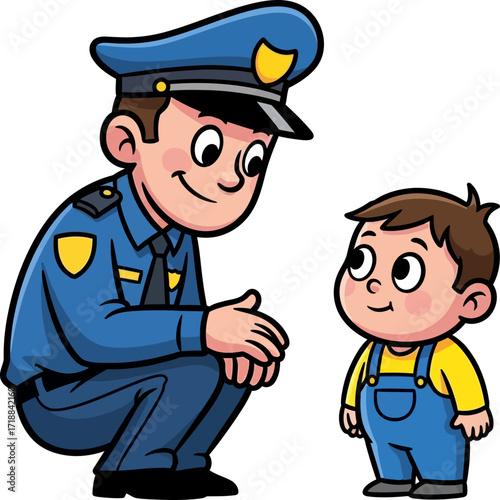 officers gentle assurance a childs trust in blue, isolated on transparent background