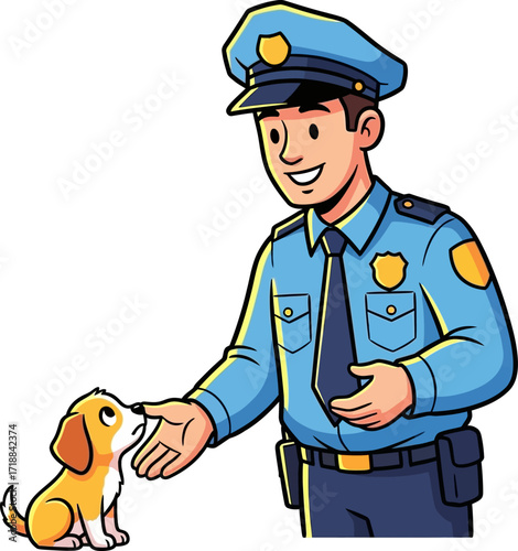 officers gentle kindness a heartwarming cartoon of friendship, isolated on transparent background