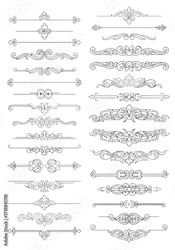 Vector illustration of illustration of decorative ornamental dividers and borders