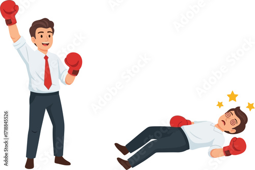 Boxing match knockout winner competition business concept