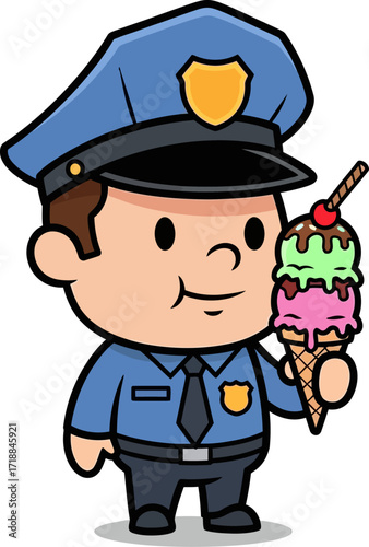 police officers sweet treat a delightful cartoon break, isolated on transparent background