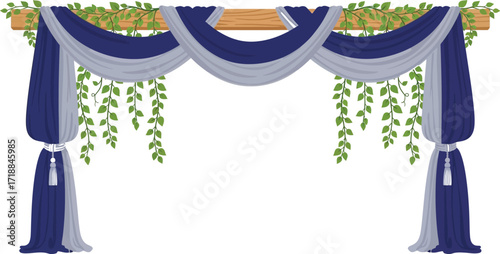 Wedding arch decoration floral drape blue and white decor
