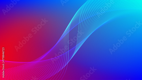 Red blue gradient mesh abstract background with wavy blended line nice for wallpaper or banner