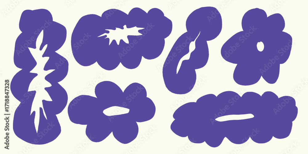 Obraz premium Italian style flower Shapes hand drawn vector illustrations in grunge chalk or charcoal rough doodle sketch style.