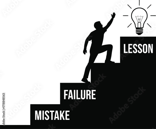 Mistake failure lesson idea success steps man climbing up