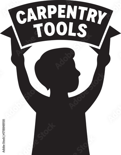 Carpentry tools banner silhouette vector for woodworking, DIY projects, and construction design, EPS file.